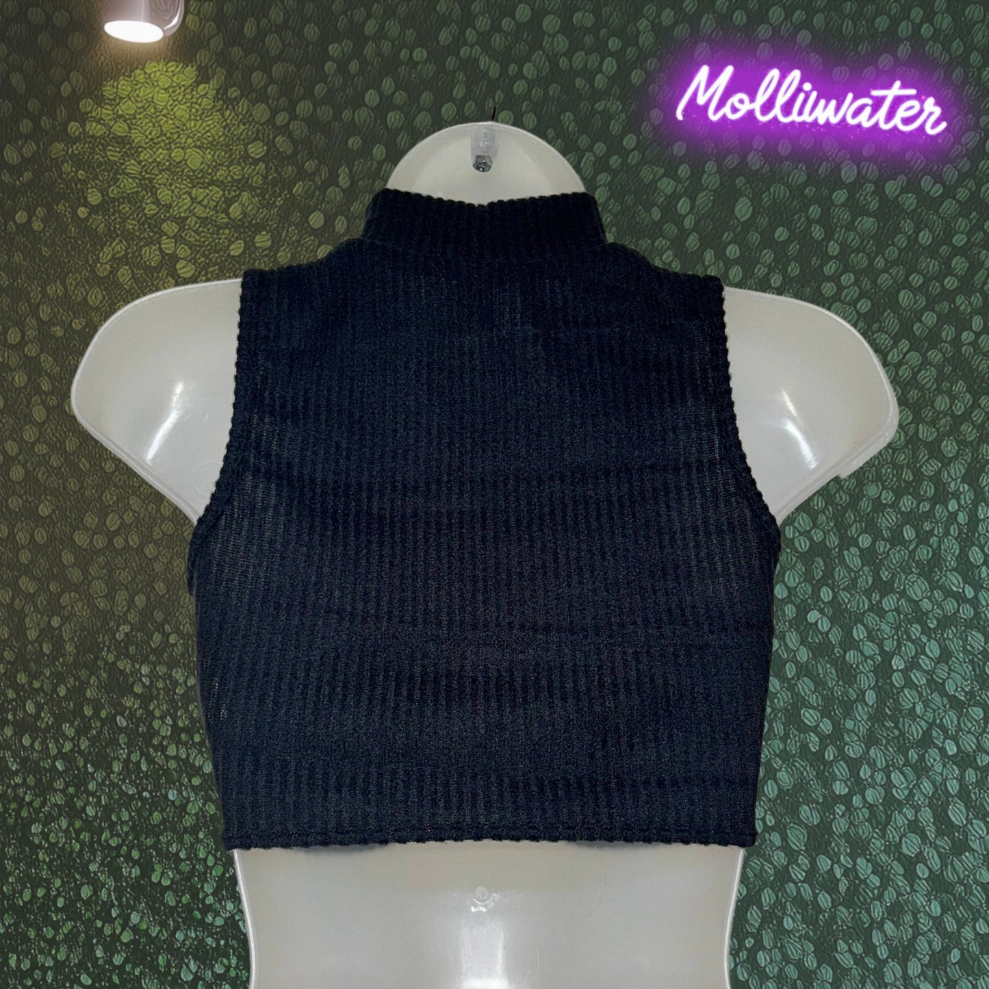 Ribbed Curve High Neck Crop Top