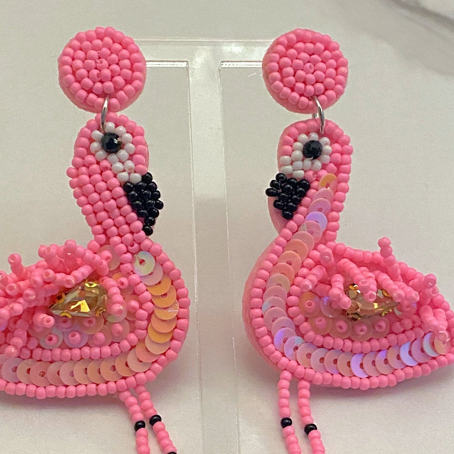 Dazzling Flamingo Beaded Earrings