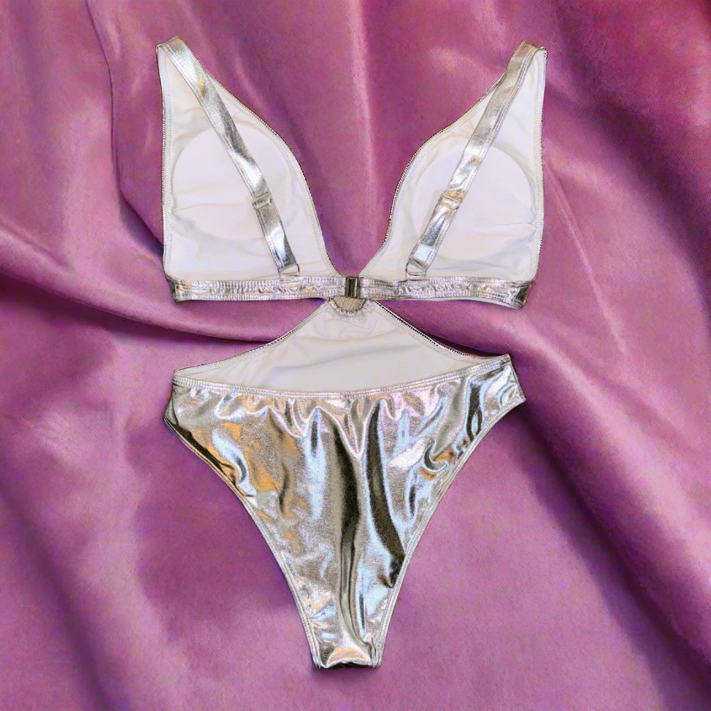 Silver Shimmer Monokini Swimsuit