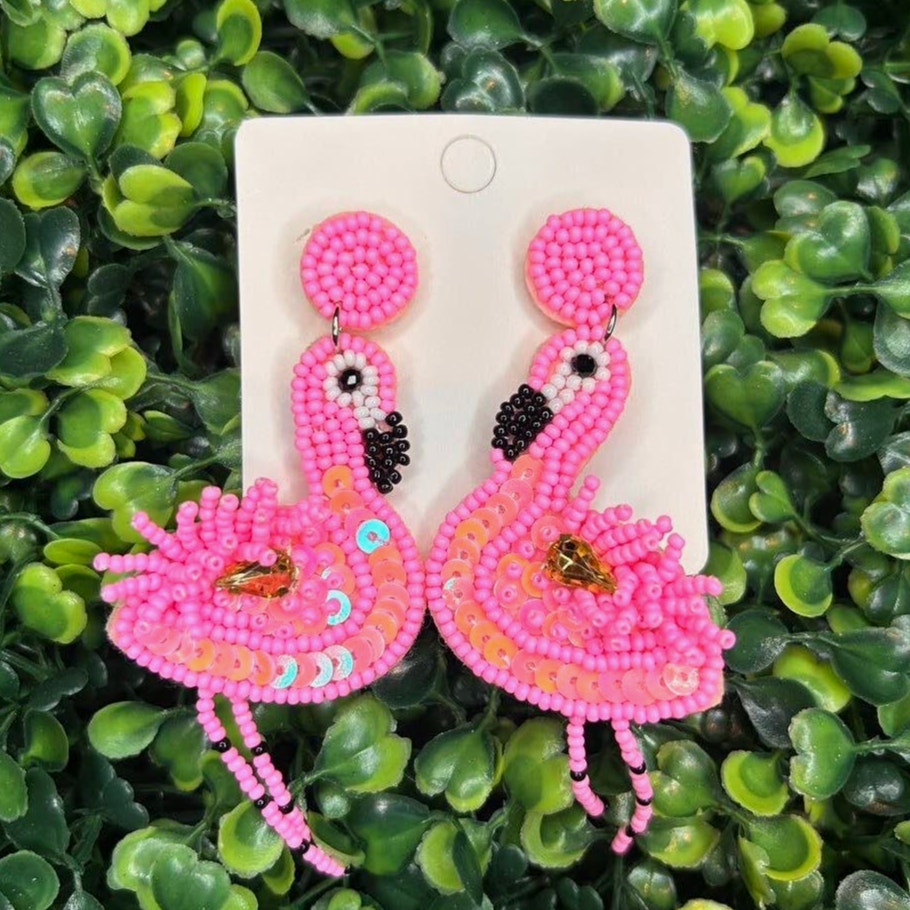 Dazzling Flamingo Beaded Earrings