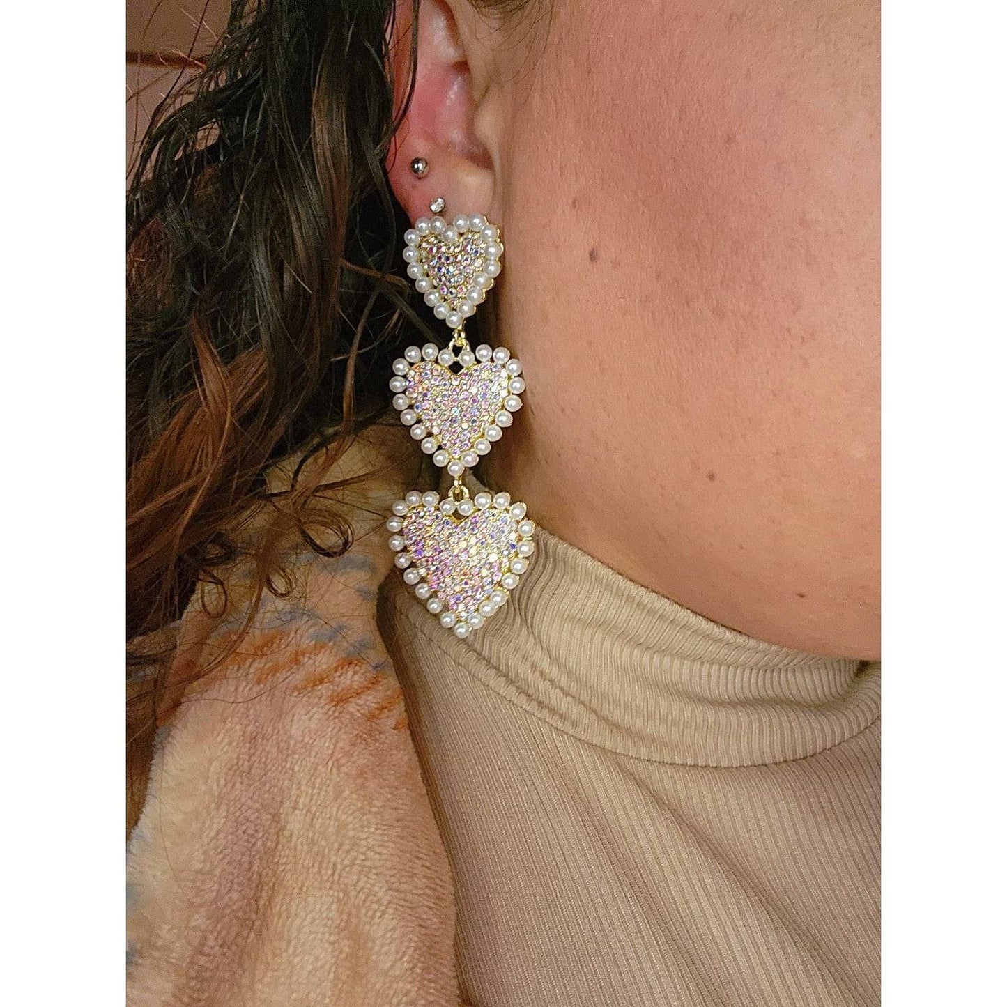 Glitterglam Heart Tiered Dangle Earrings