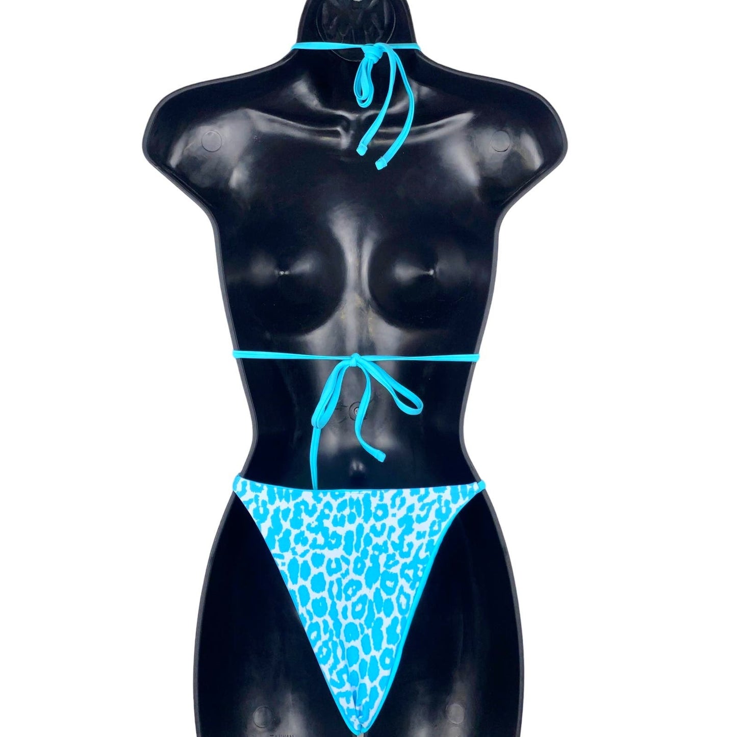 Blue Animal Print Leopard Triangle Bikini