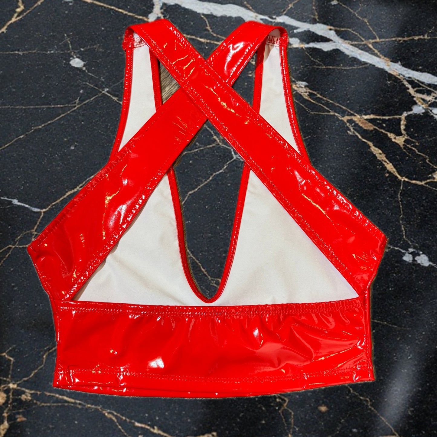 Crimson Vegan Halter Shine Backless Halter