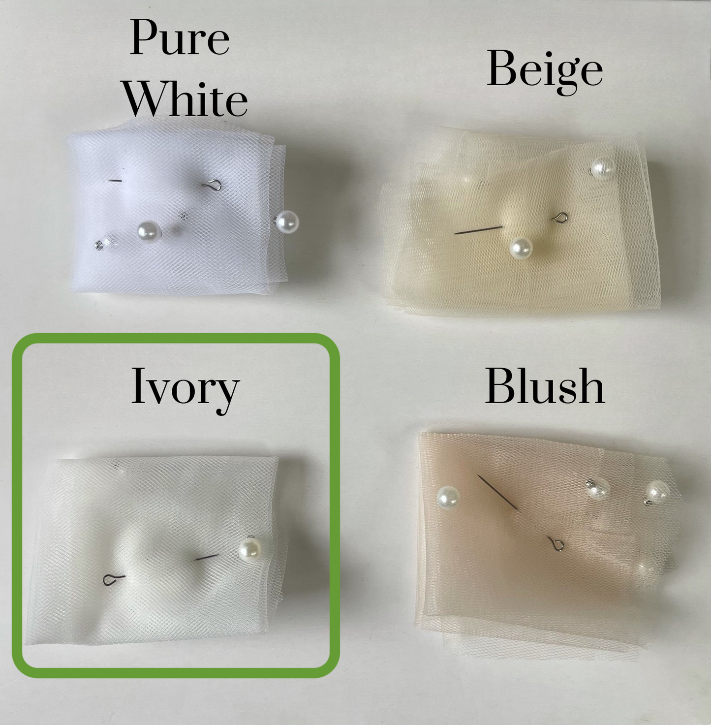 Floral Pearl Lace Ivory Wedding Veil - Ivory