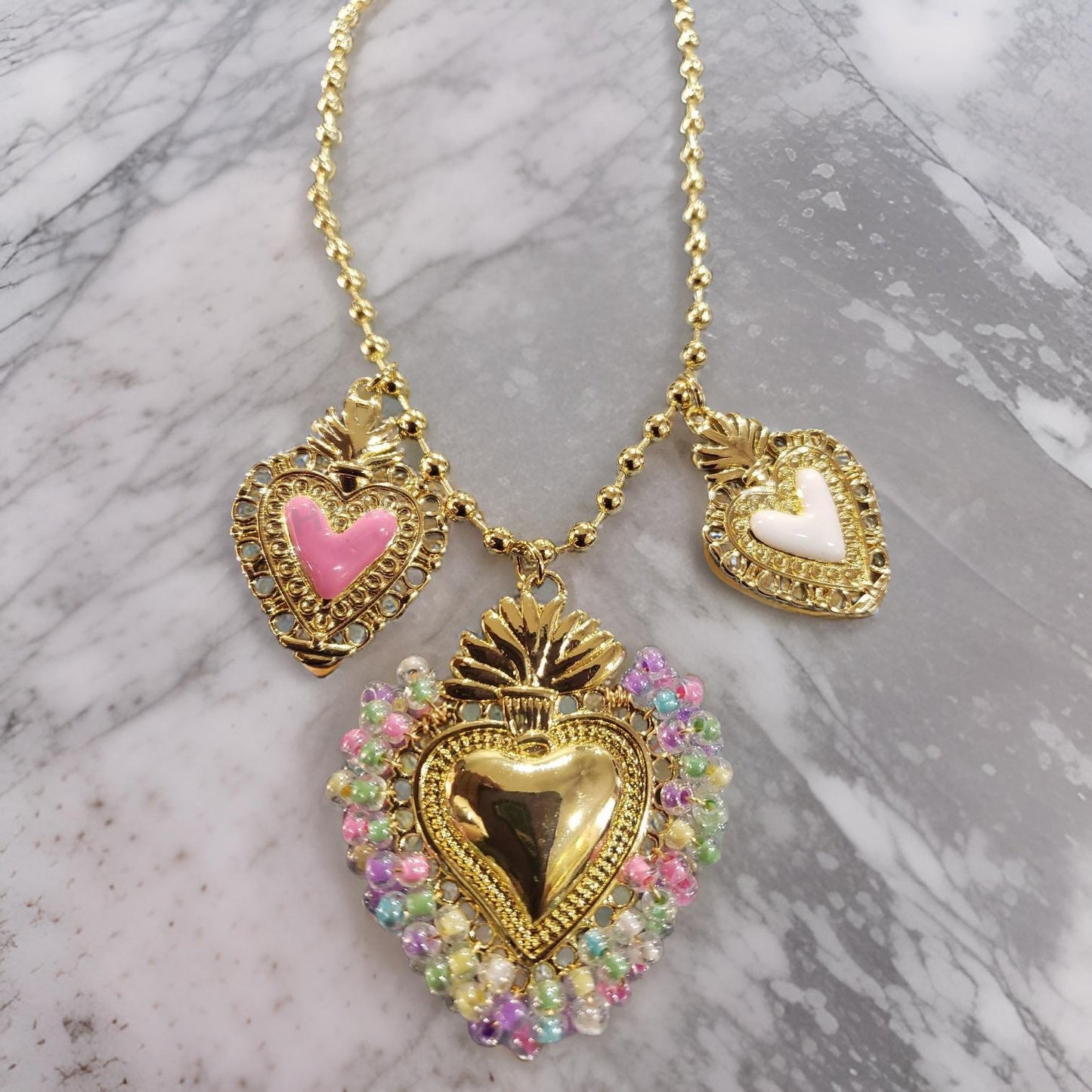 18K Gold plated Heart burst Corazon Necklace