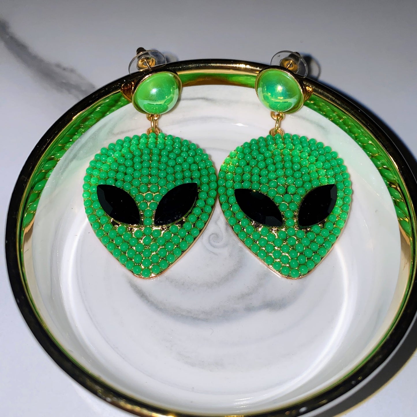 New Alien Drop Dangle Earrings Jewel Gem Crystal Gift Space Rave Planet UFO Y2k