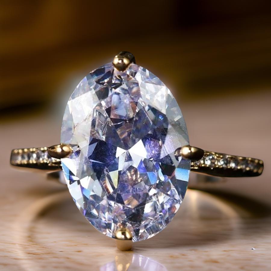 Oval Solitaire Cubic Zirconia Gold Ring