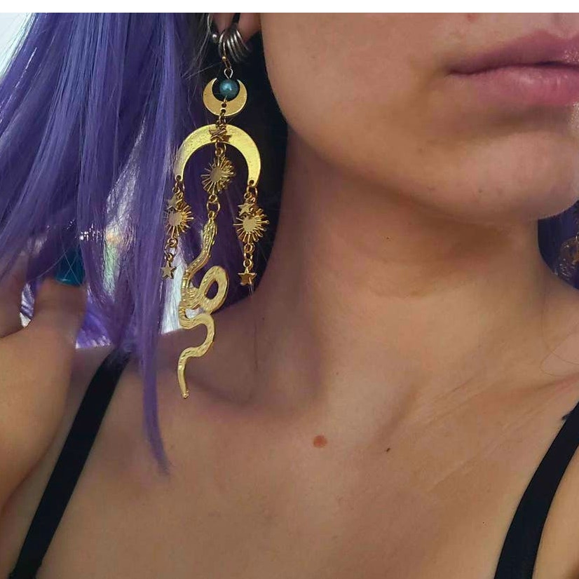 Celestial Snake Chandelier Earrings