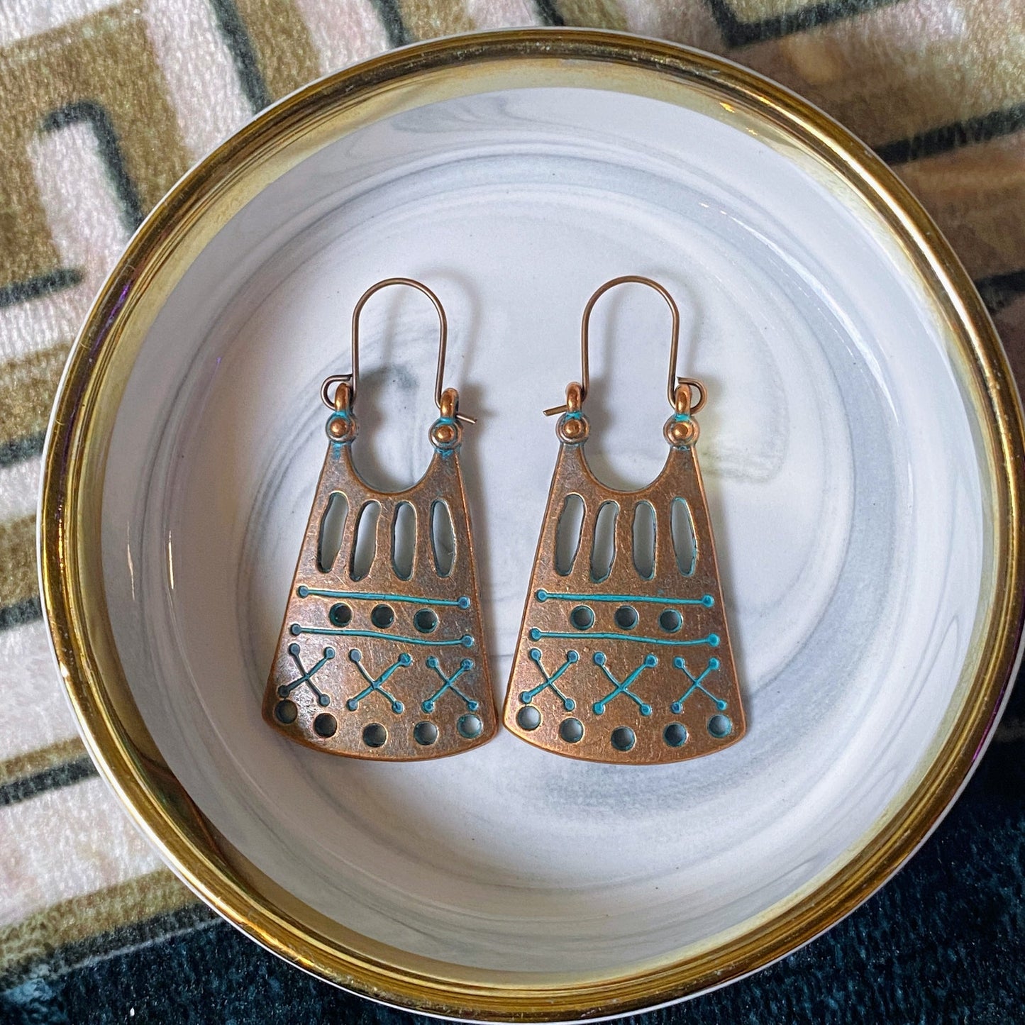 Turquoise Tribal Huggie Earrings