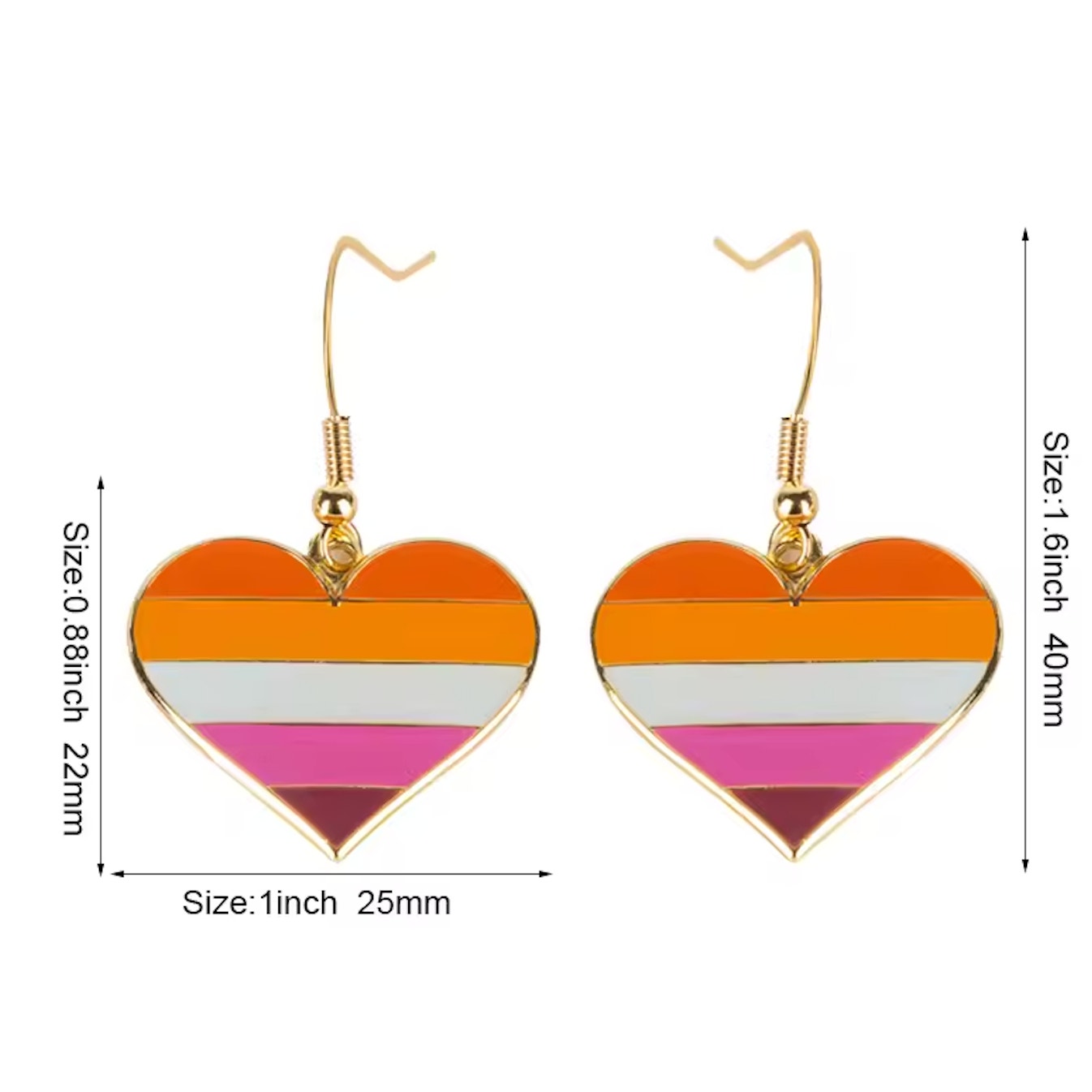 Lesbian Pride Flag Heart Dangles