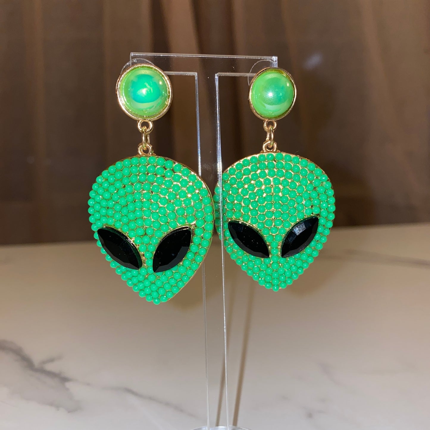 New Alien Drop Dangle Earrings Jewel Gem Crystal Gift Space Rave Planet UFO Y2k