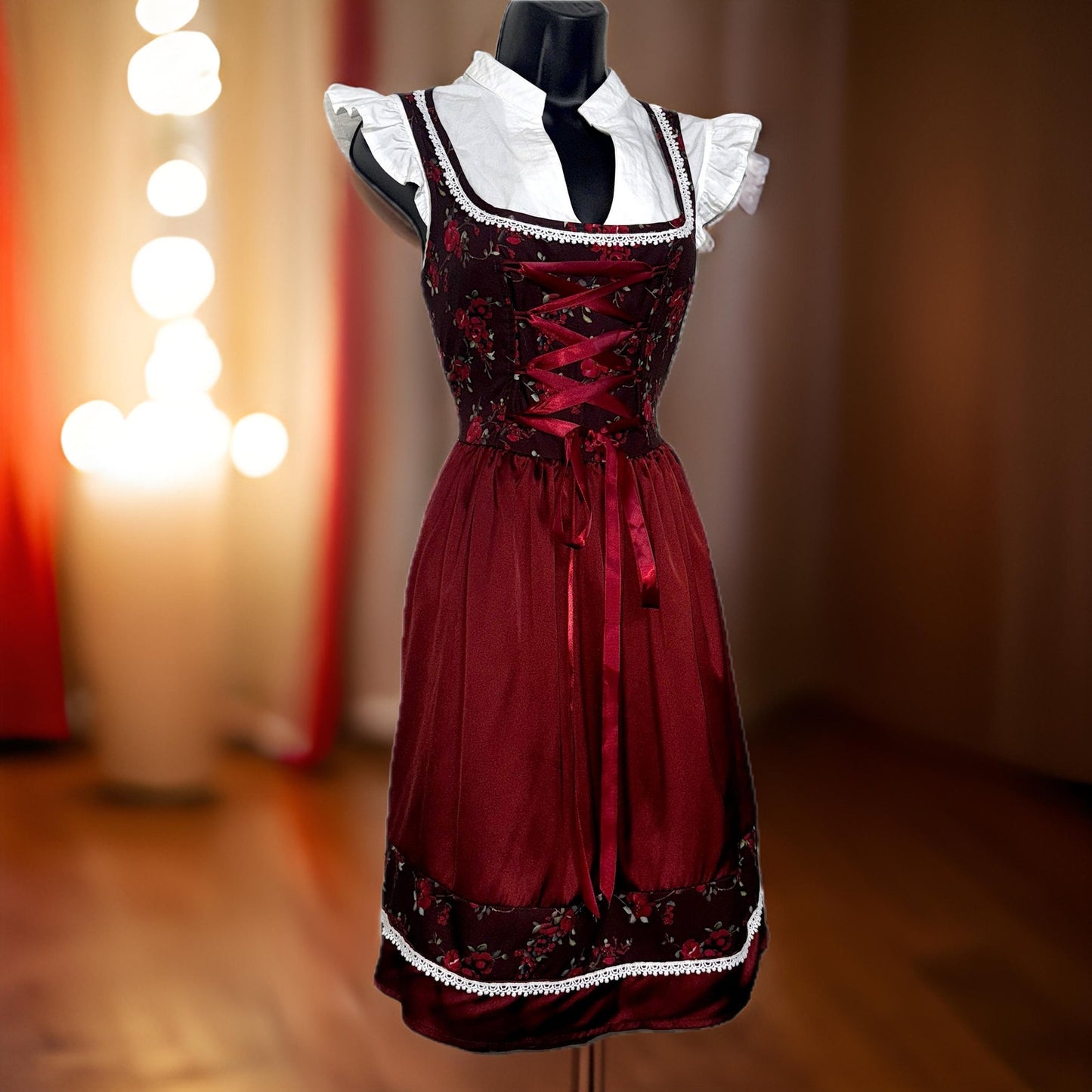 Red Floral Dirndl Dress Greta