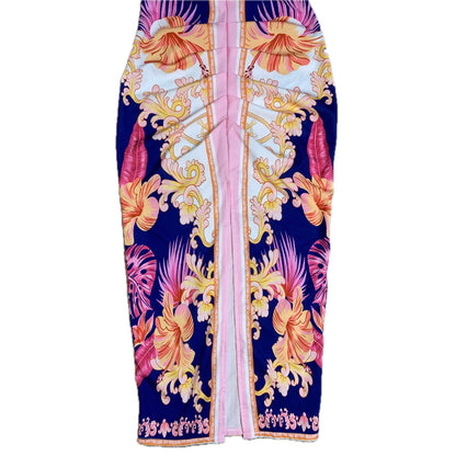 XS Pink Floral Sleeveless Midi Pencil Maxi Dress