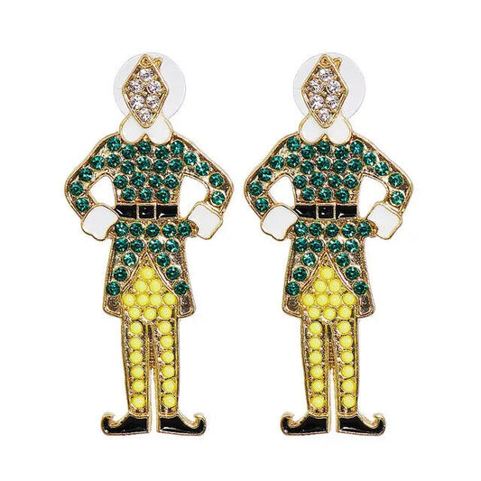 NEW Buddy The Elf Christmas Earrings Will Ferrell Dangle Rhinestone Green Yellow