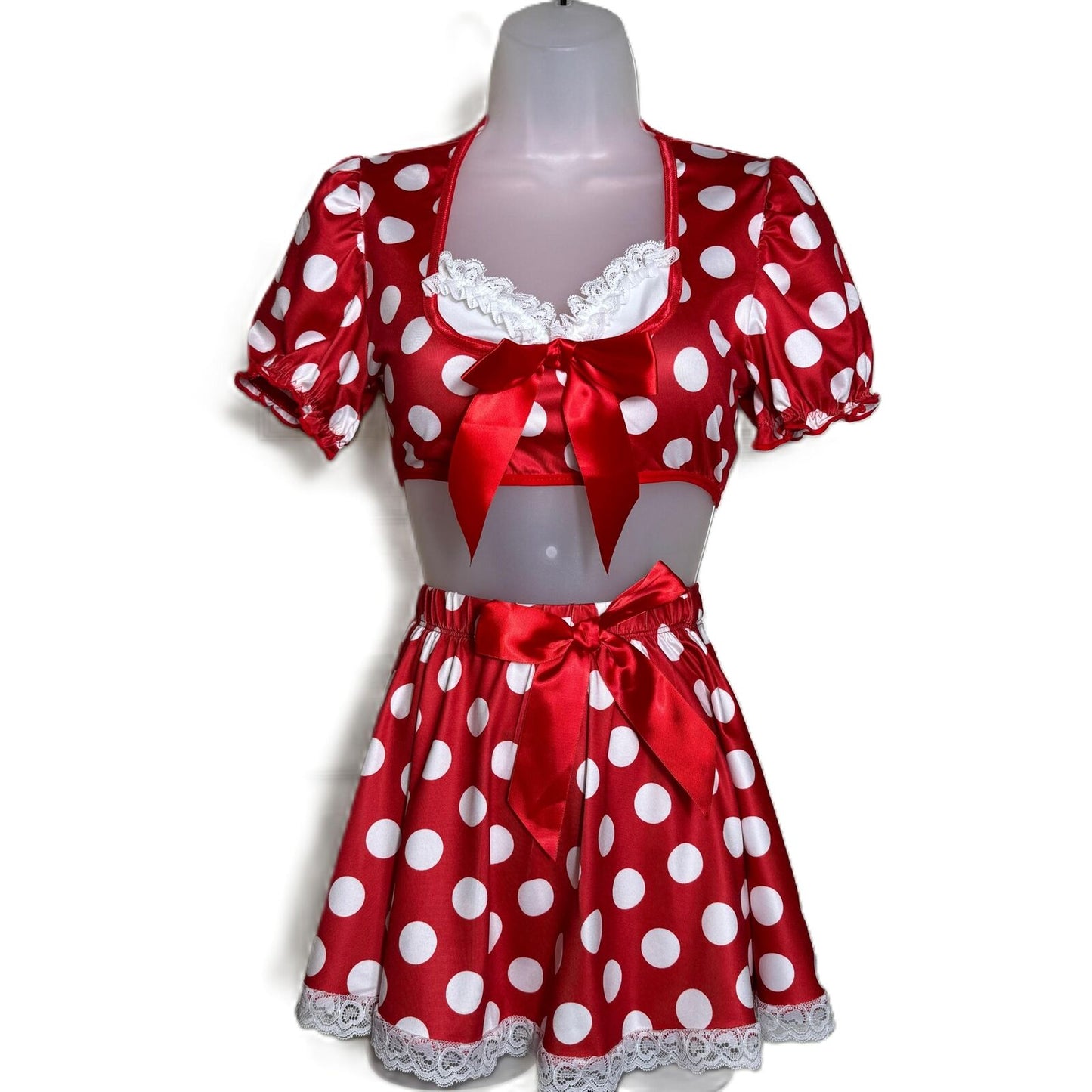 2 Piece Red Polka Dot Minnie Mouse Halloween Costume Set