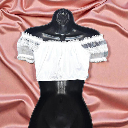 Amelia Ruched Off Shoulder Dirndl Blouse - White