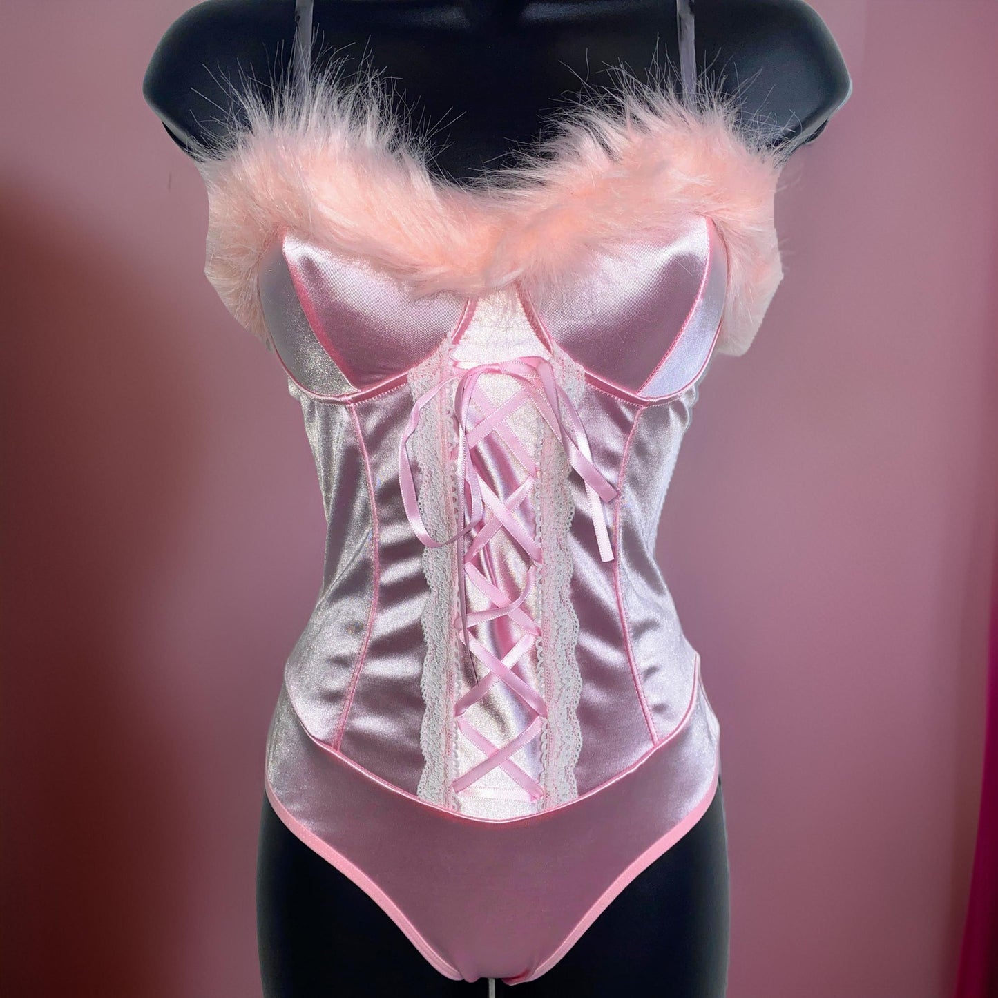 Silky Pink Feather Bunny Costume