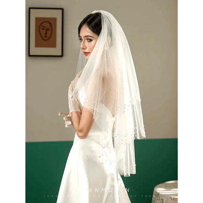 Pearl Garden Pearl Edge 3 Tier Wedding Veil - 39 inch