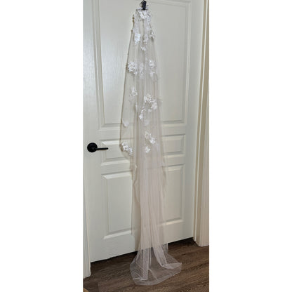 Floral Pearl Lace Ivory Wedding Veil - Ivory