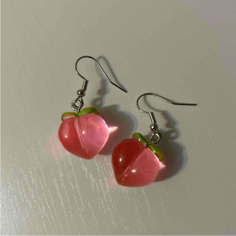 Peach Pink Dangle Earrings