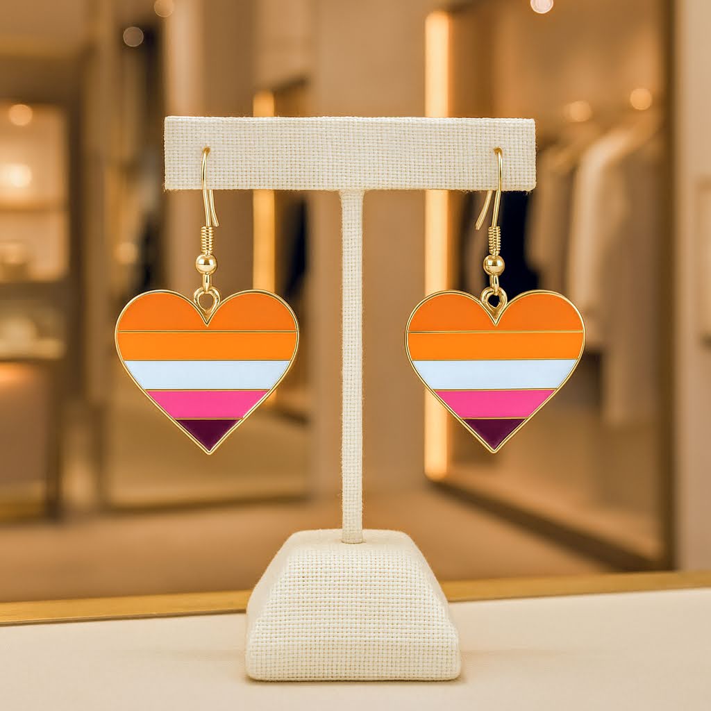 Lesbian Pride Flag Heart Dangles