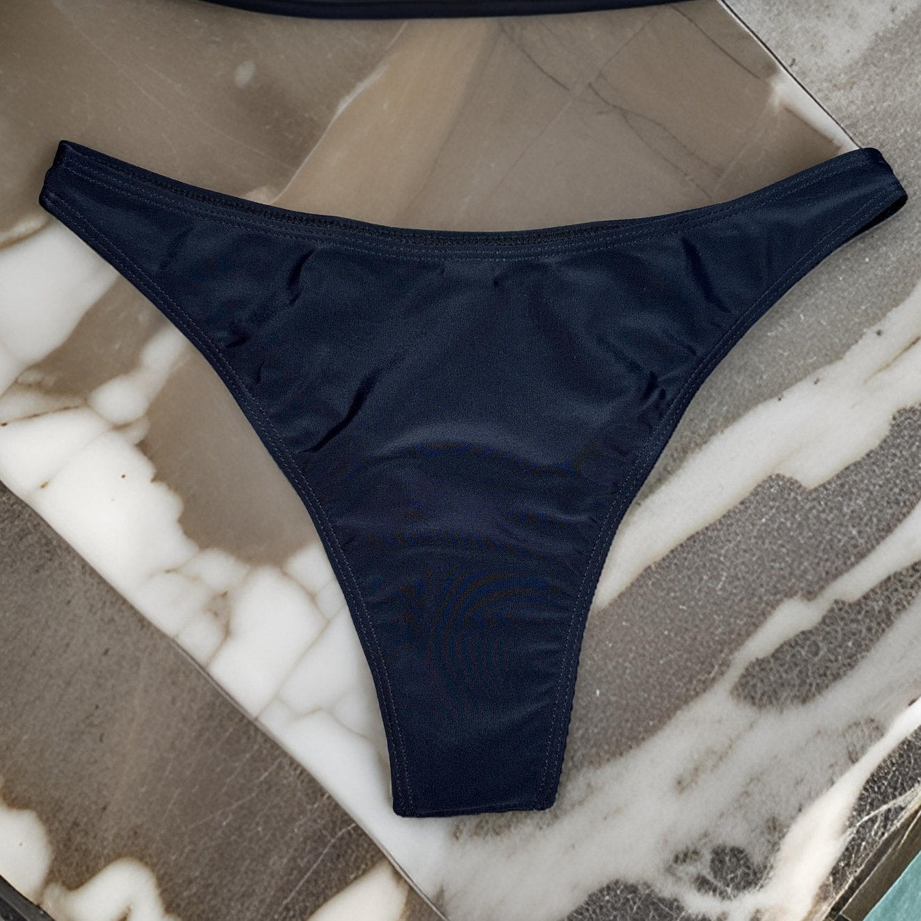 Small Black High Cut Bikini Swim Bottoms