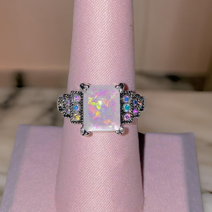 Opal Tiered Cluster Cocktail Ring