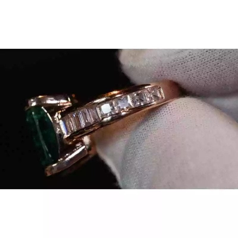 Rose Gold Emerald Cocktail Ring