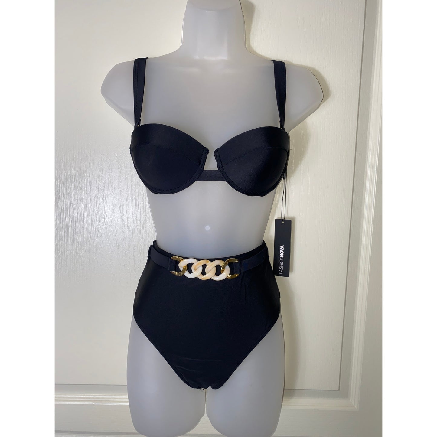 XS Fashion Nova Black Chain Bikini