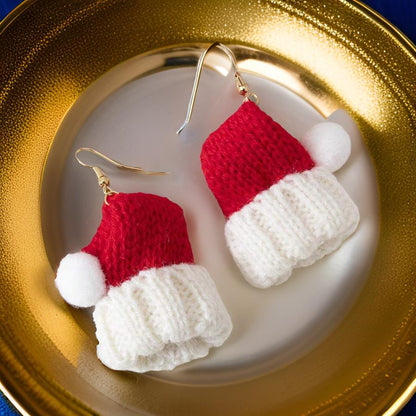 Knit Santa Claus Hat Earrings