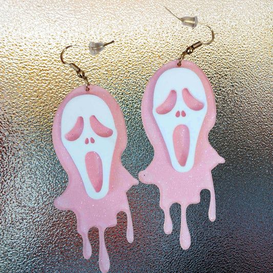 Pink Ghost Face Earrings