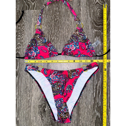 Small Pink Paisley Bikini Swimsuit Set