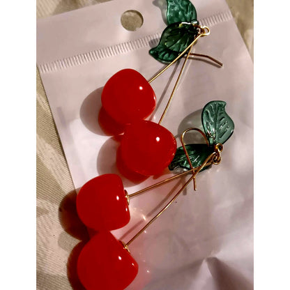 Red Cherry Dangle Earrings