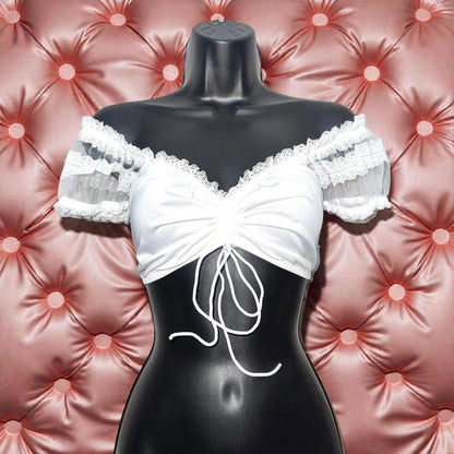 Amelia Ruched Off Shoulder Dirndl Blouse - White