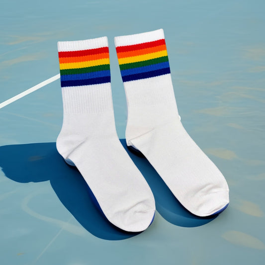 Too Gay To Function Rainbow Crew Socks