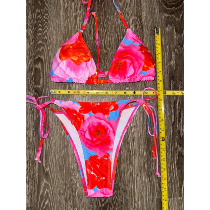 Medium Red Pink Adjustable Bikini Swimsuit