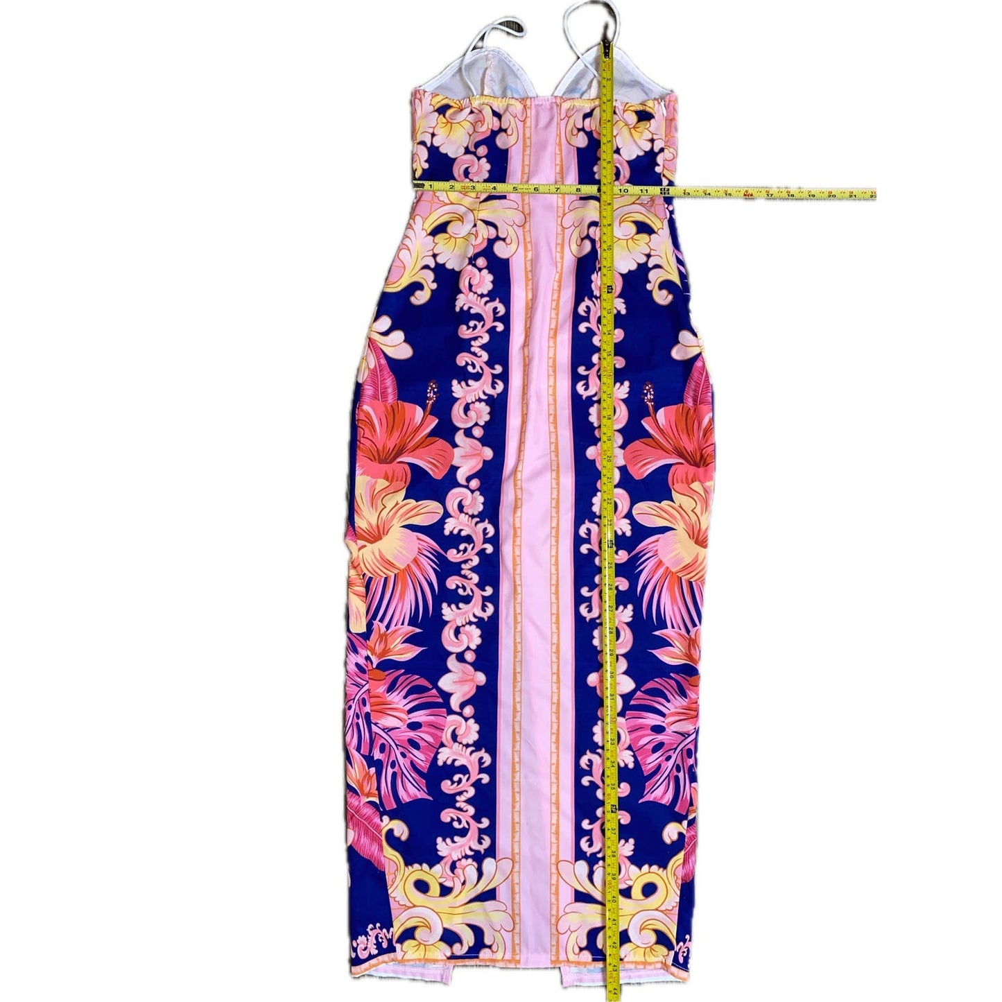 XS Pink Floral Sleeveless Midi Pencil Maxi Dress