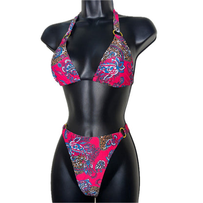 Small Pink Paisley Bikini Swimsuit Set