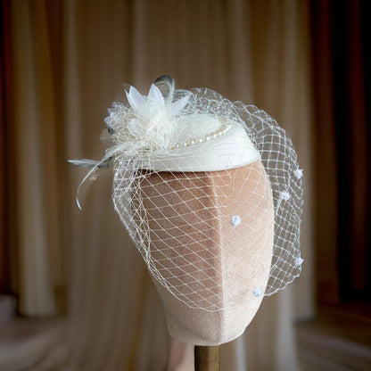 Vintage Style Ivory Pearl Birdcage Hat