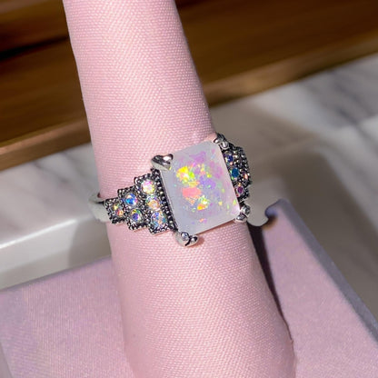 Opal Tiered Cluster Cocktail Ring