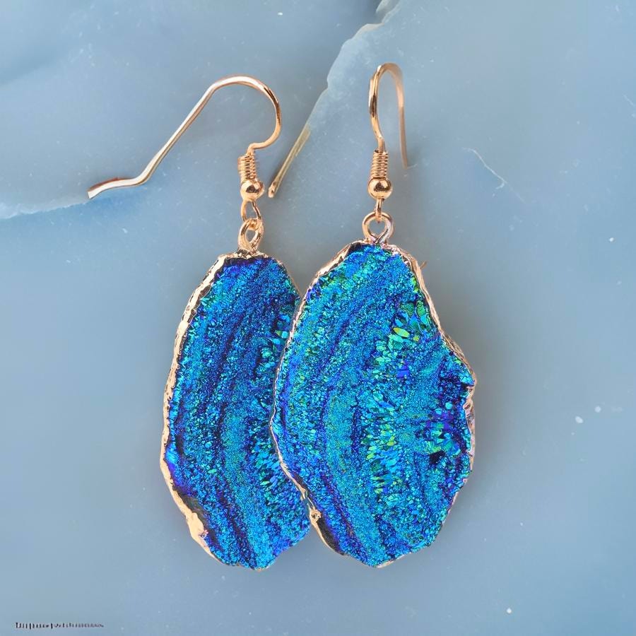 Mermaid Aura Geode Earrings