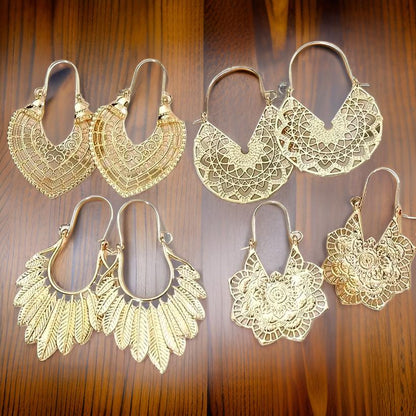 4 Pcs Gold Ornate Earring Set