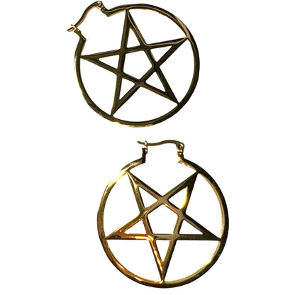 New Gold Goth Pentagram Hoop Earrings Gothic Bae Pastel Wicca Witch Pentacle