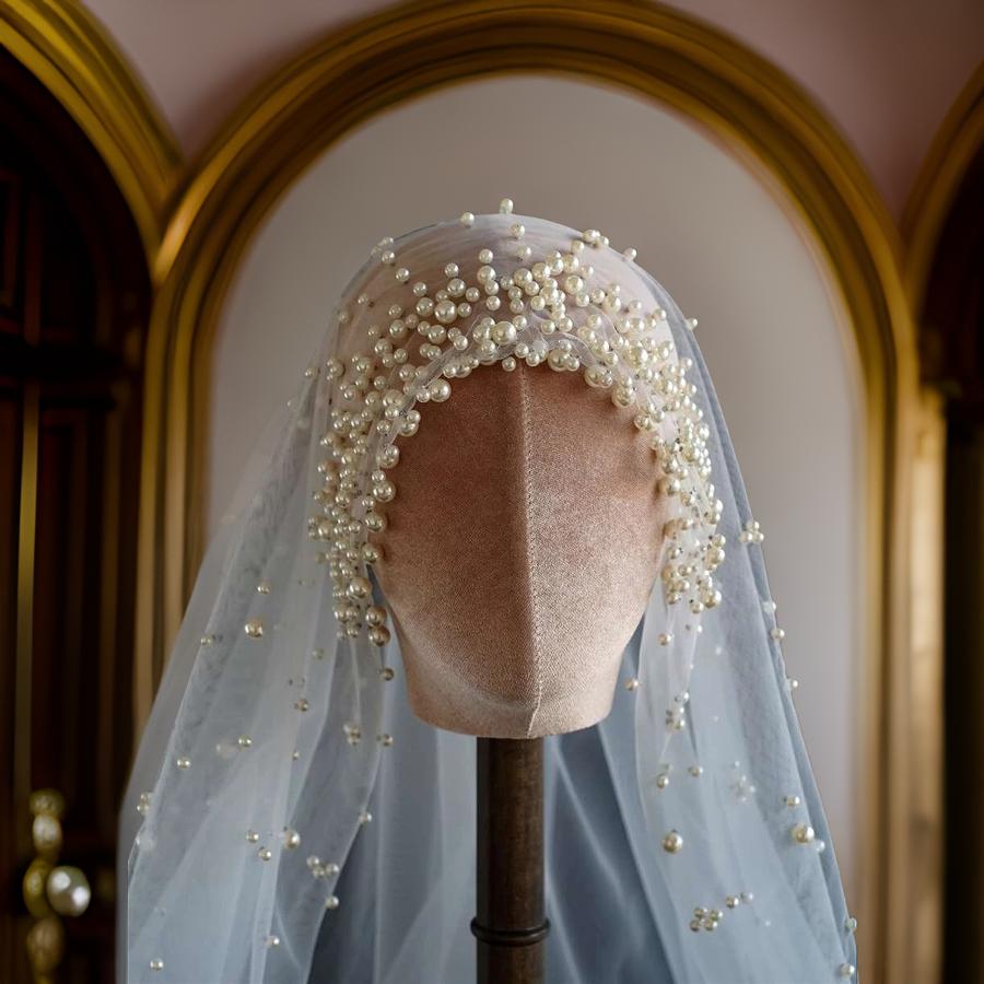 Opulent Pearl Hijab Bridal Veil