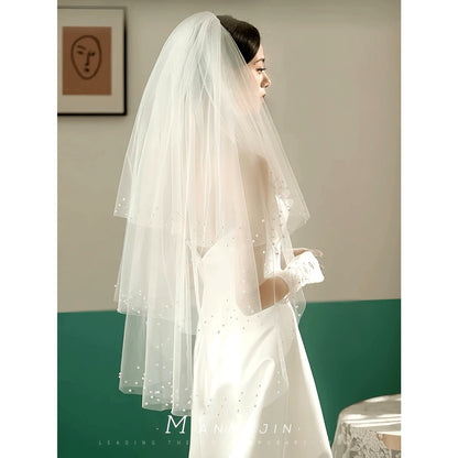 Pearl Garden Pearl Edge 3 Tier Wedding Veil - 39 inch