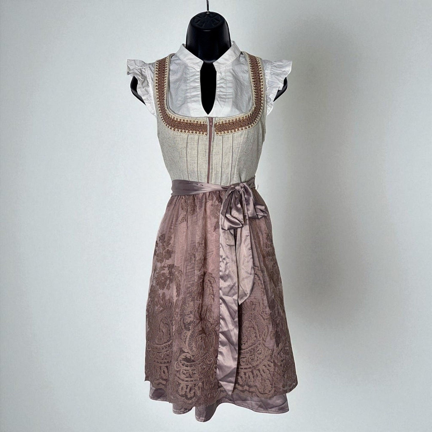 Mauve Beige Lace Dirndl Dress Christene