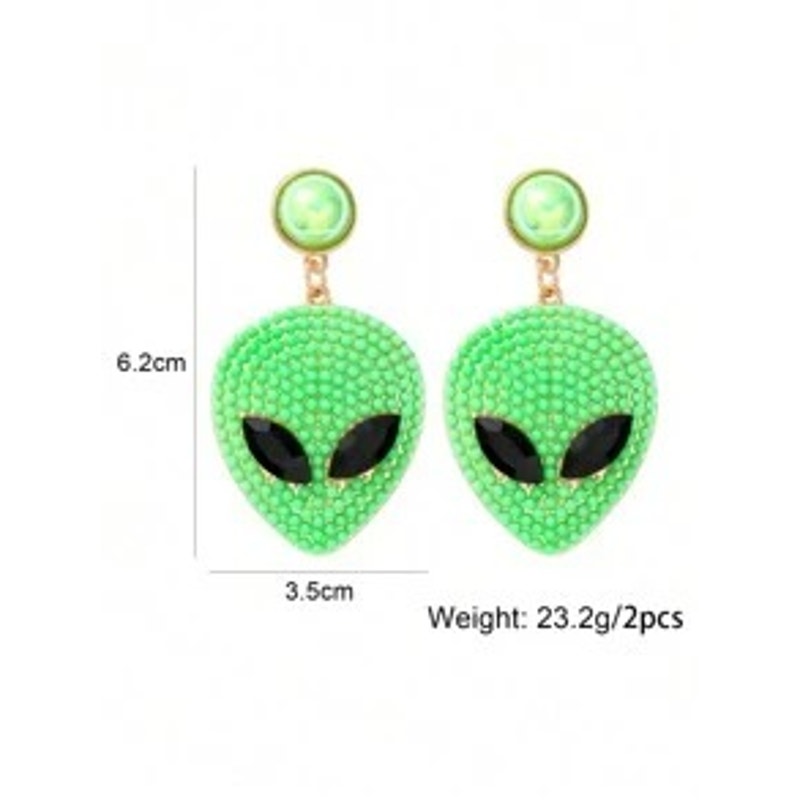 New Alien Drop Dangle Earrings Jewel Gem Crystal Gift Space Rave Planet UFO Y2k