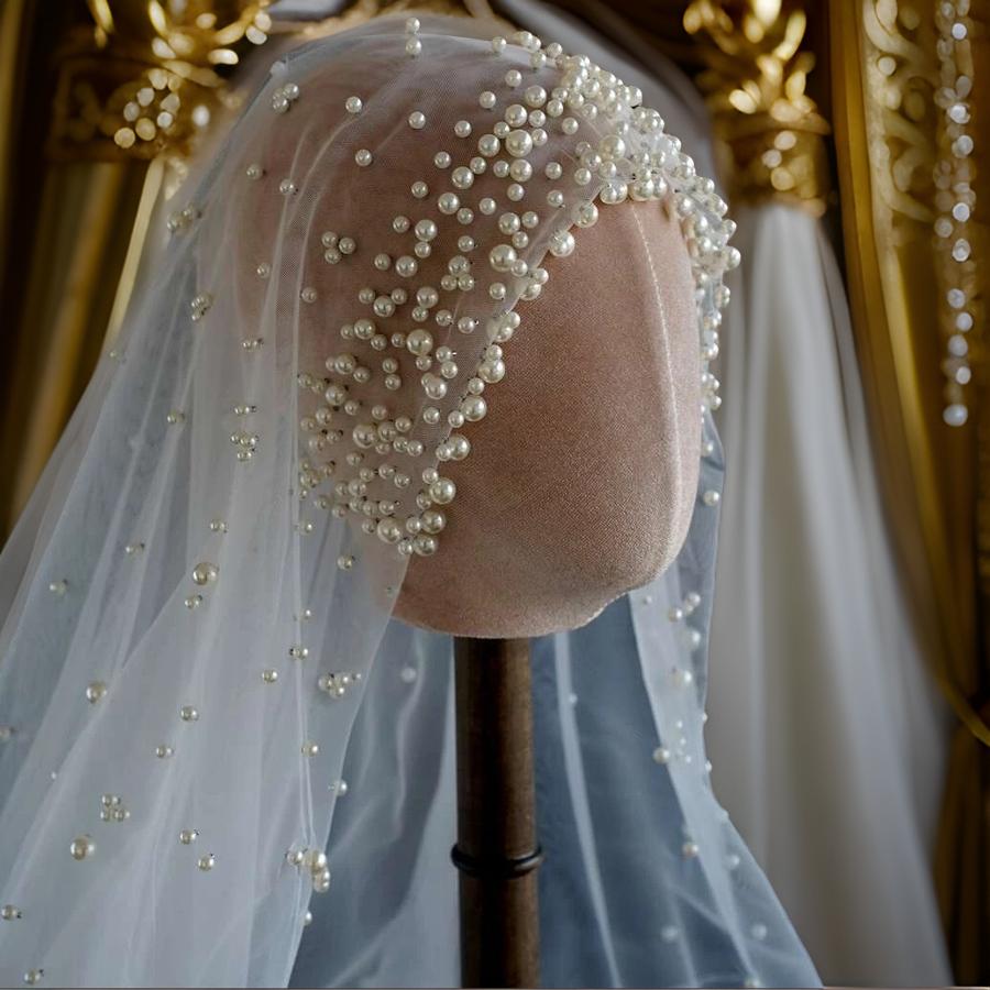 Opulent Pearl Hijab Bridal Veil