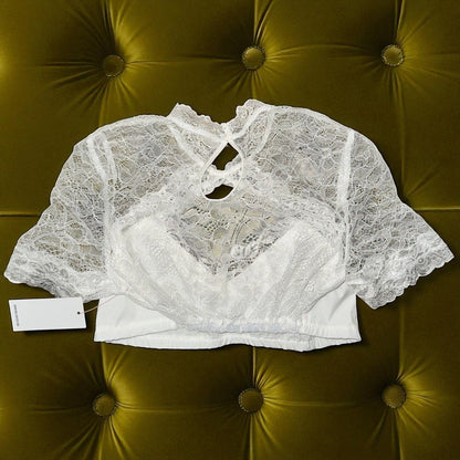 White Lace Keyhole Dirndl Blouse