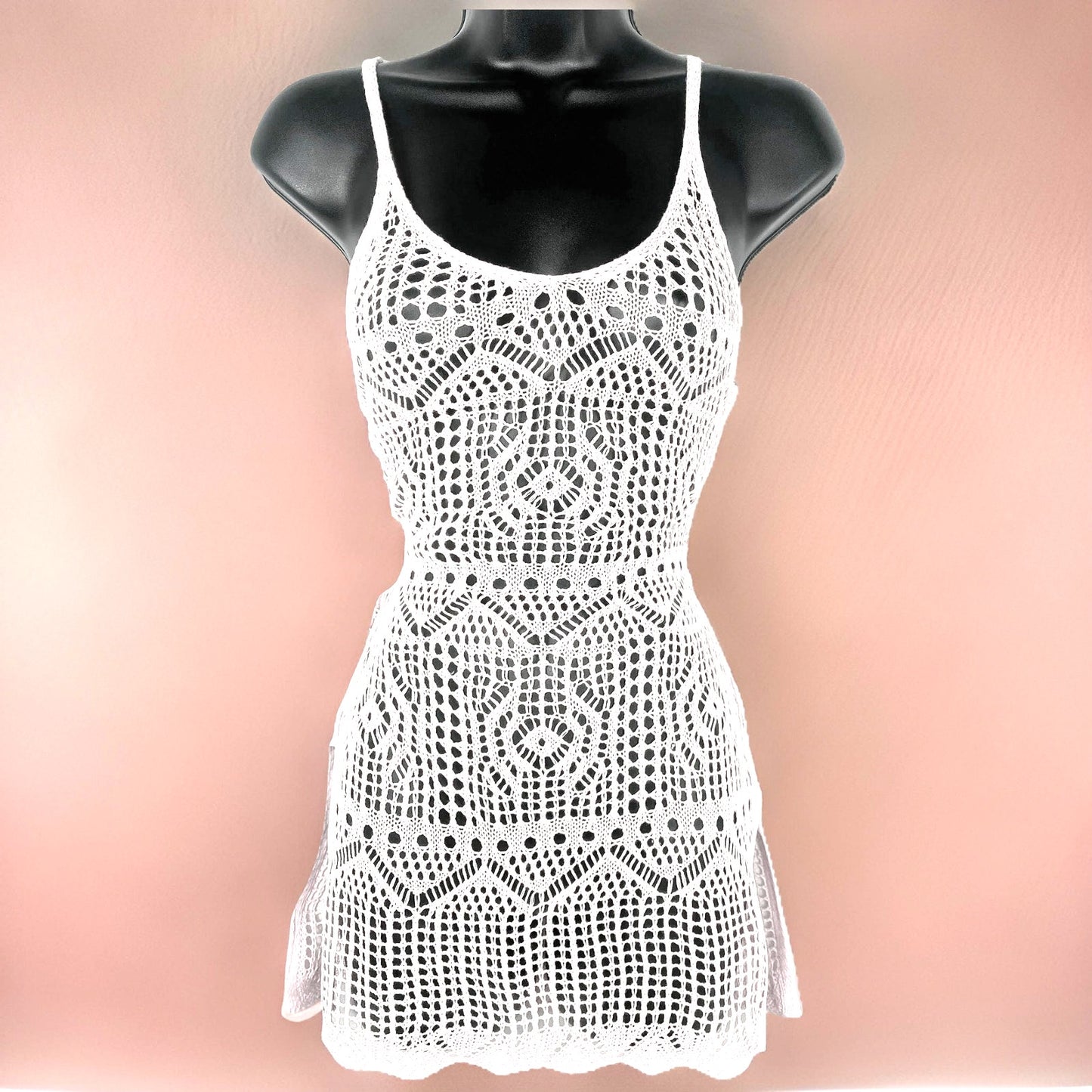 White Knit Crochet Swimsuit Cover Up